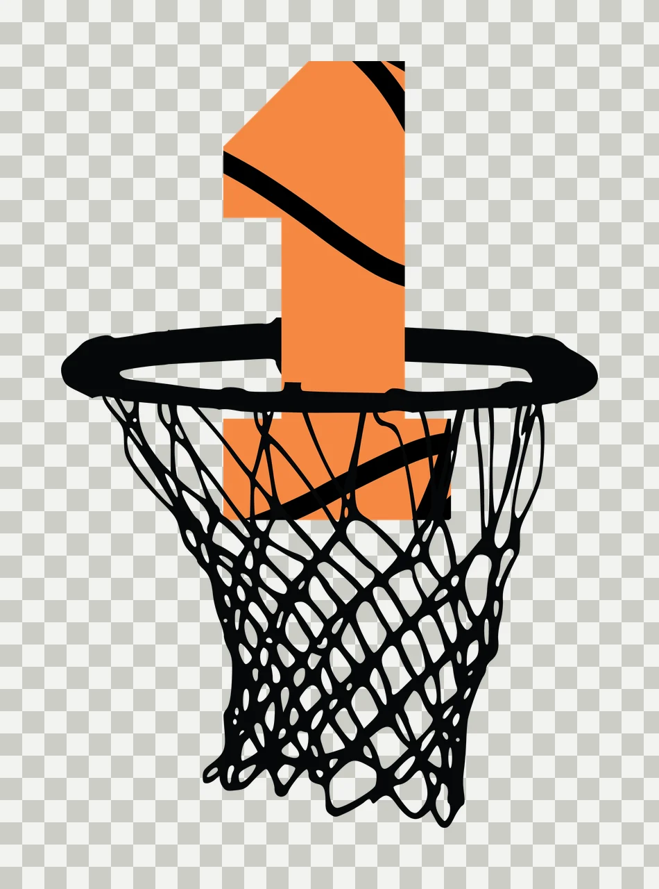 Basketball Number 1 Black Silhouette Of One Inside hoop net transparency and detail preview thumbnail