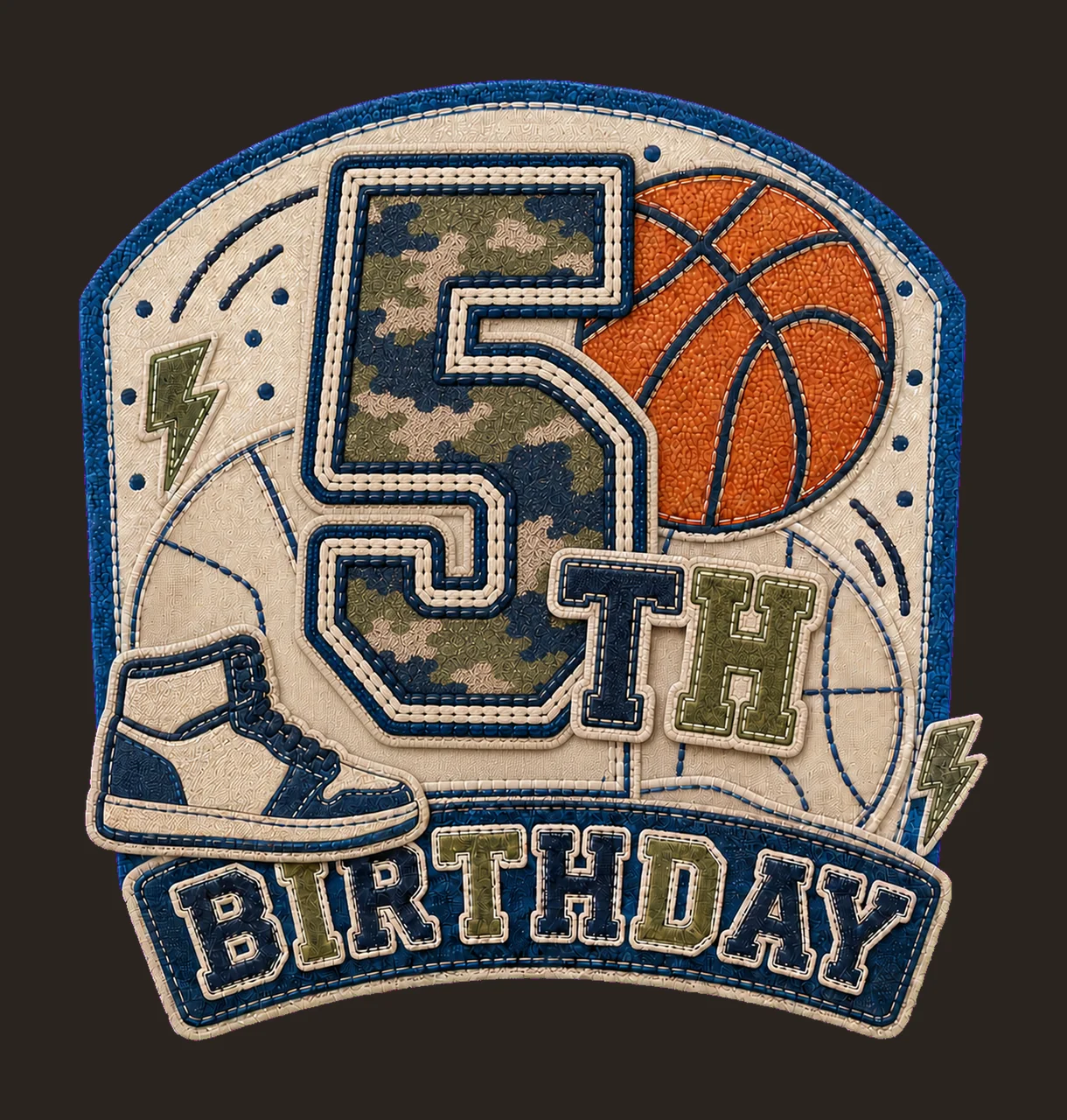 Star Camo Basketball Birthday age 05 contrast preview thumbnail