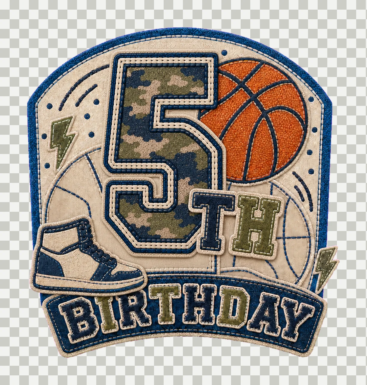 Star Camo Basketball Birthday age 05 transparency and detail preview thumbnail