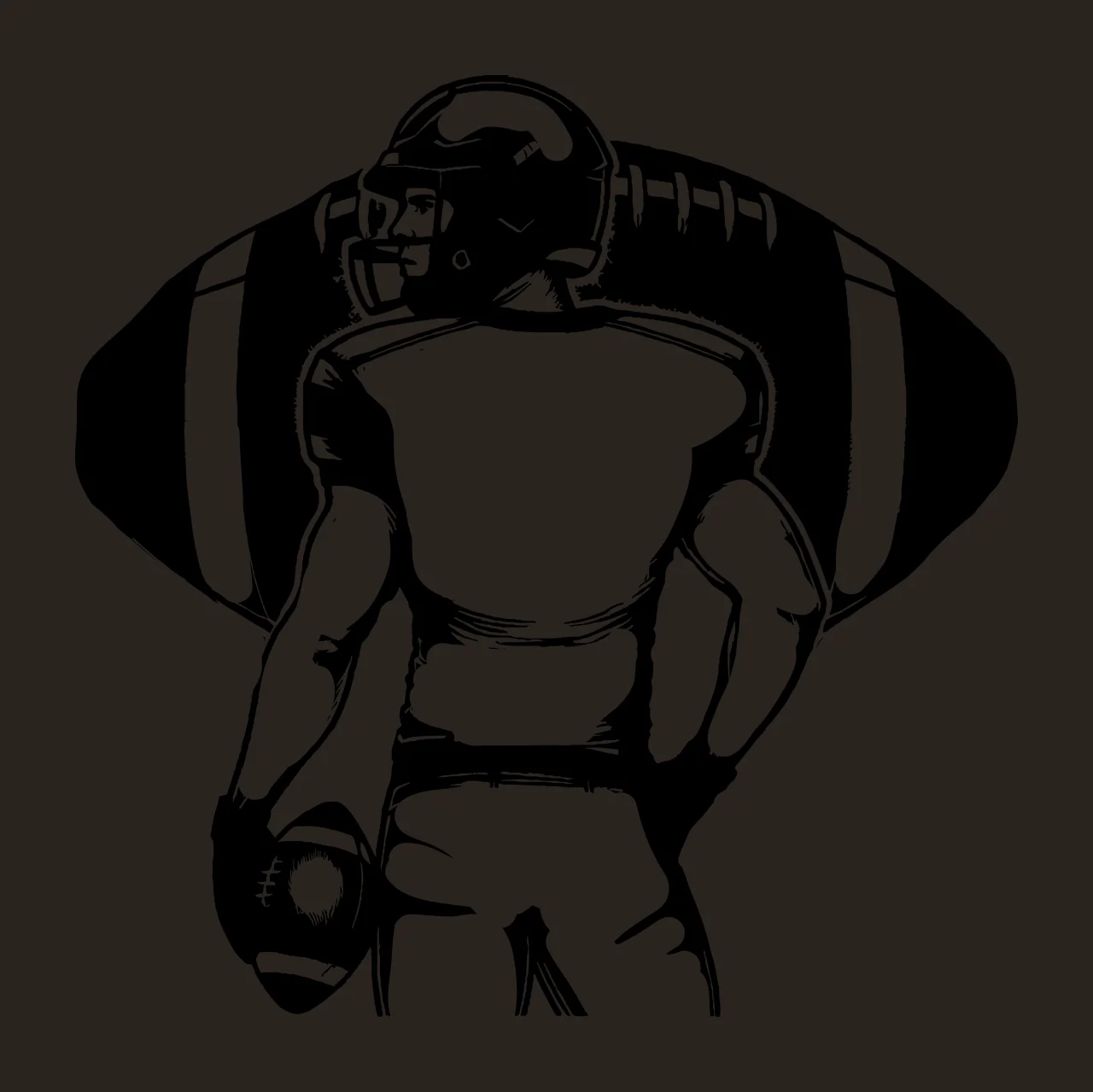 Football Player Player Ball Silhouette Holding a helmet black contrast preview thumbnail