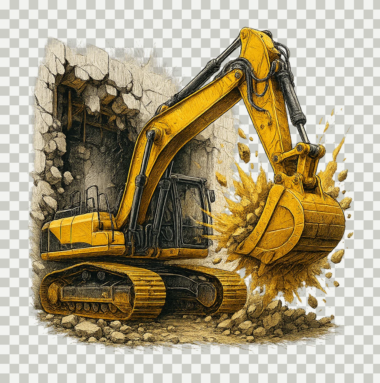 Excavator Hole In Wall Construction Truck Sublimation Crew transparency and detail preview thumbnail