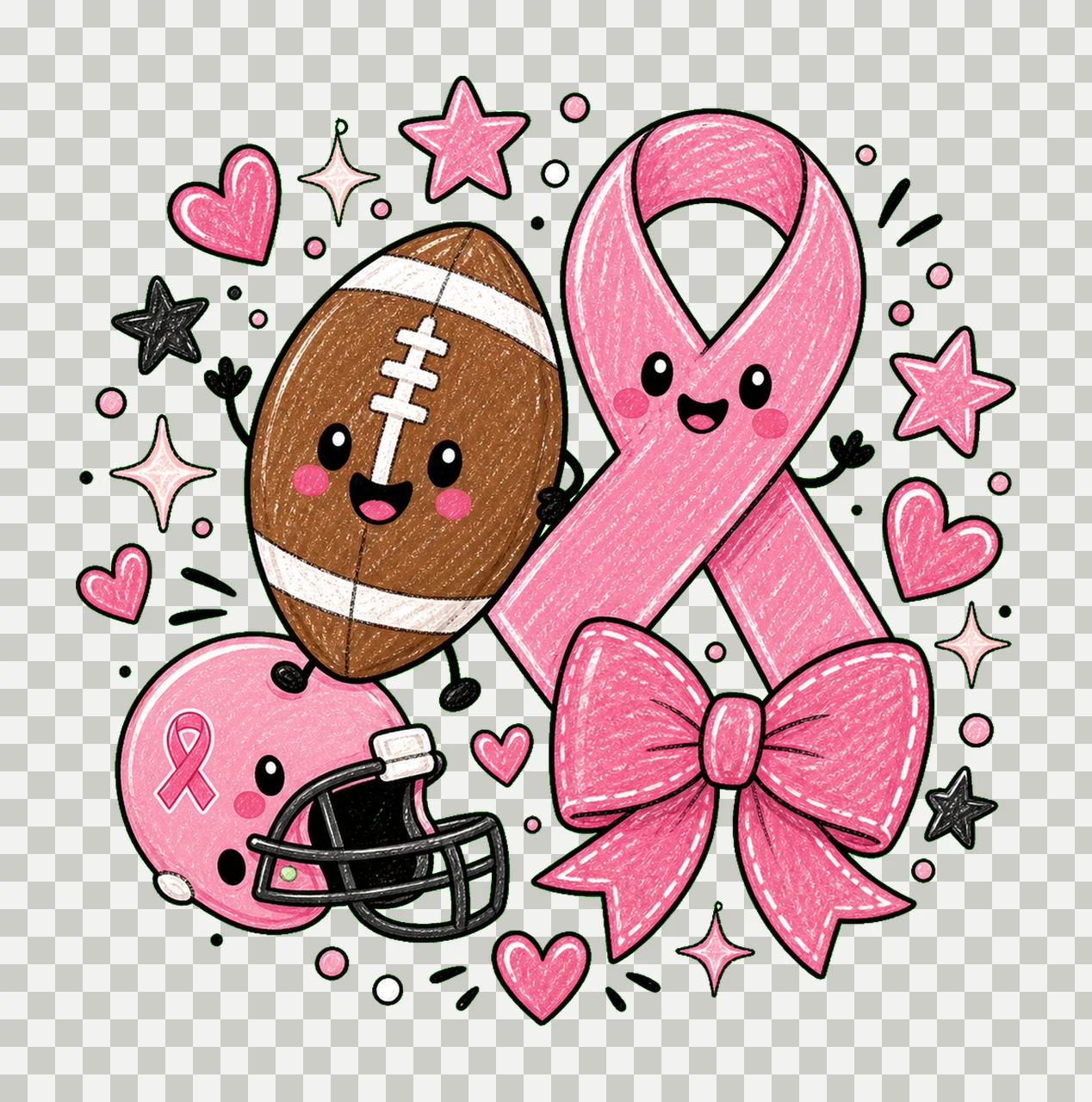 Tackle Breast Cancer Cute Football Awareness Variation A transparency and detail preview thumbnail