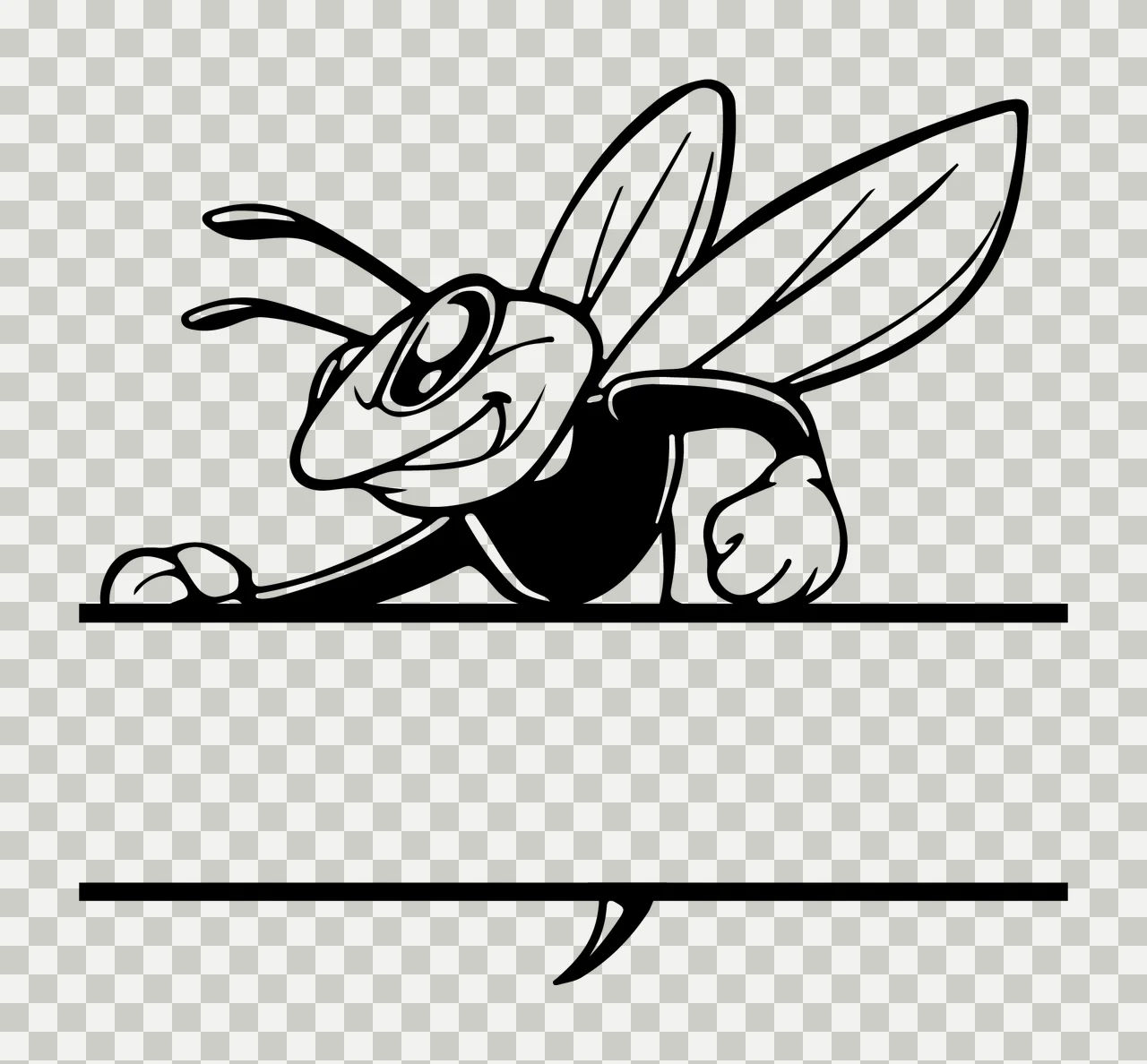 Wasp Peeking With Split Monogram Frame And Insect transparency and detail preview thumbnail