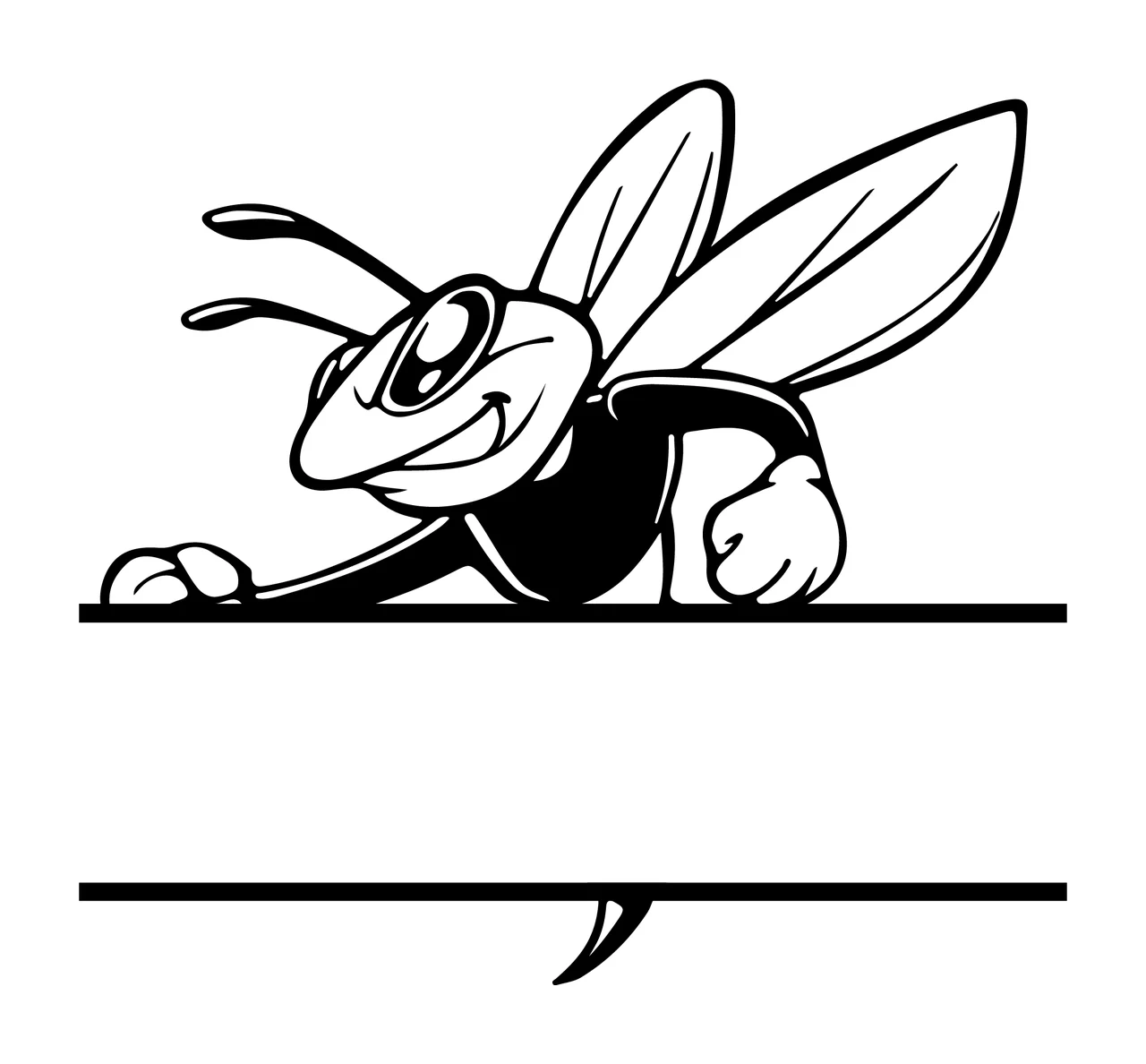 Wasp Peeking With Split Monogram Frame And Insect