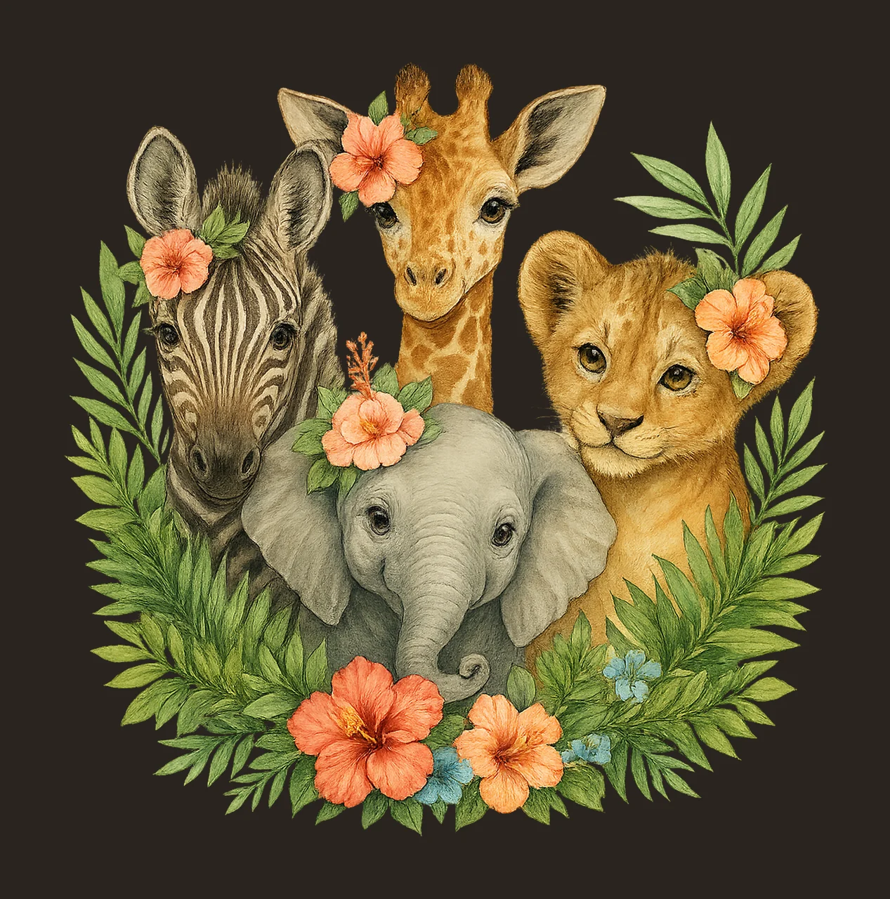 Safari animals Jungle animals Artwork Wild animals contrast preview thumbnail