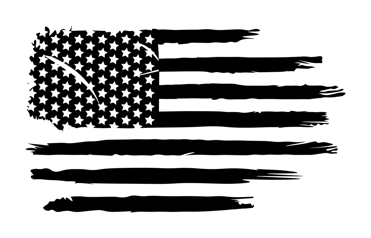 Black Flag American Horizontal Brush Patch displaying stars