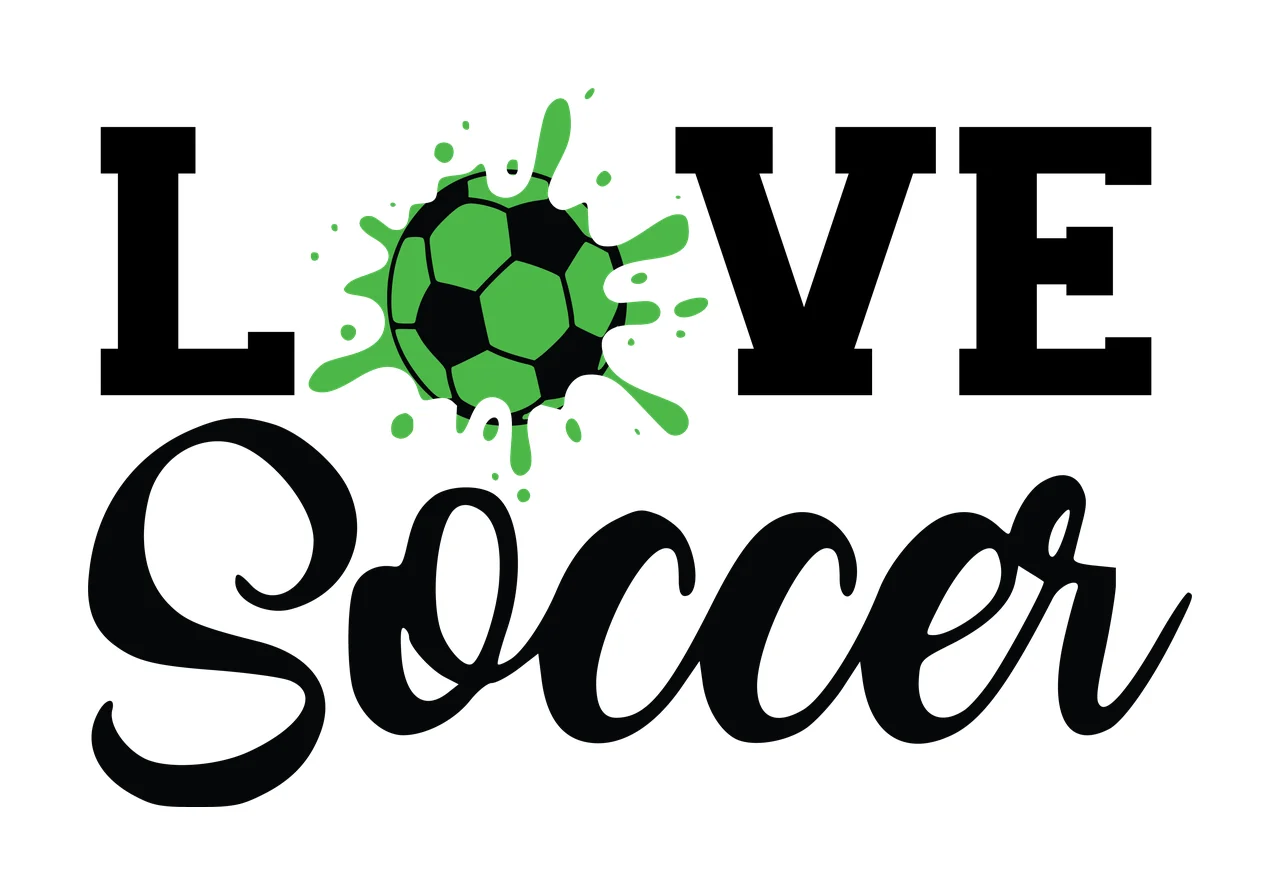 Love Soccer Black Text With A Central Ink and splatter white
