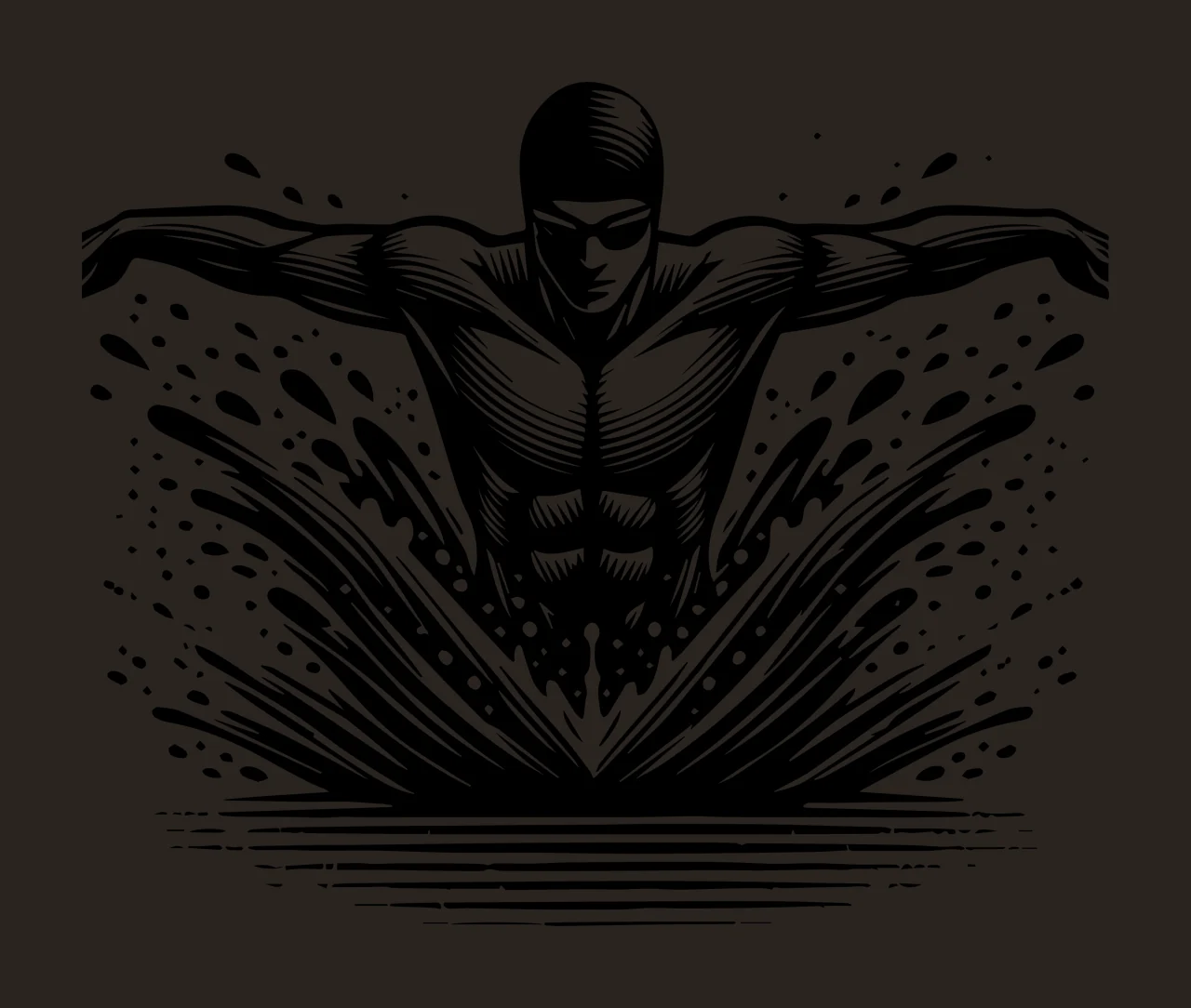 Swimming Swimmer Breaking Water Surface Line Art splashes cap contrast preview thumbnail