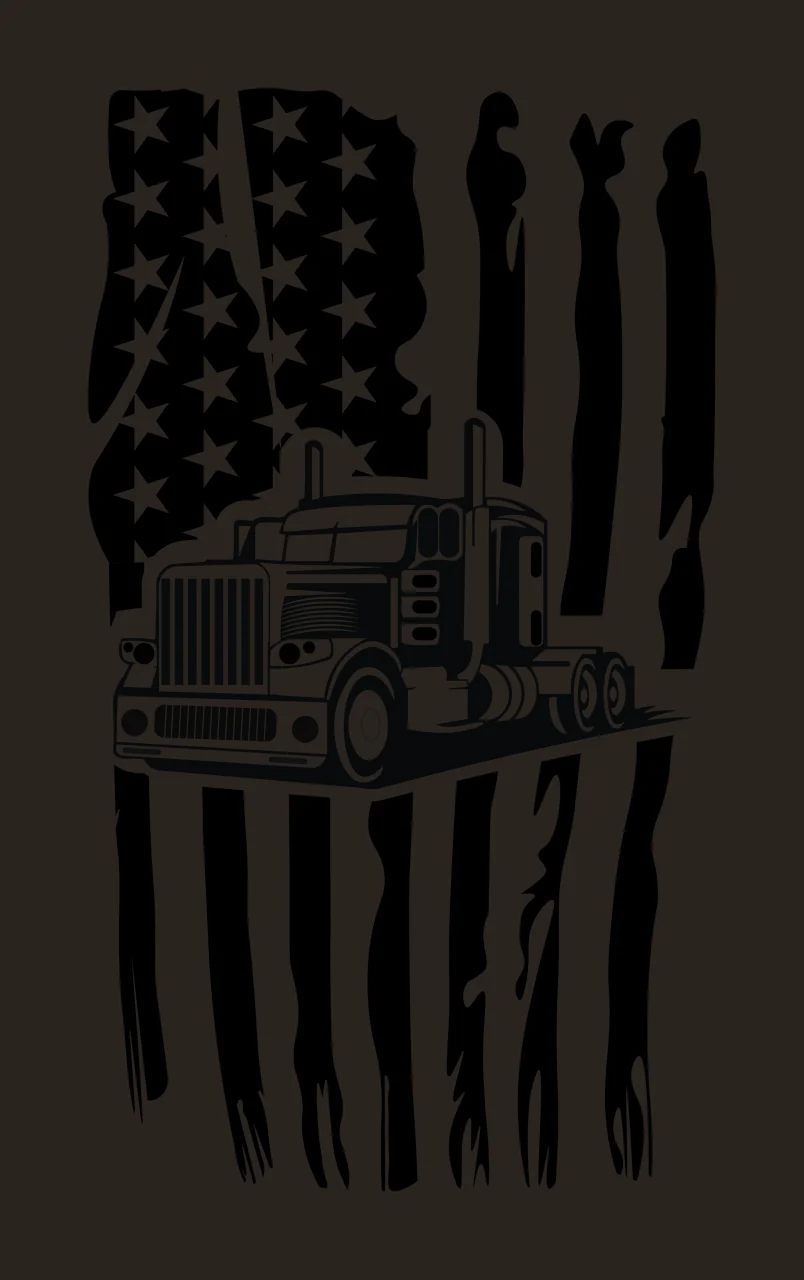 Semi Truck Flag Silhouette With American stars stripes distressed contrast preview thumbnail