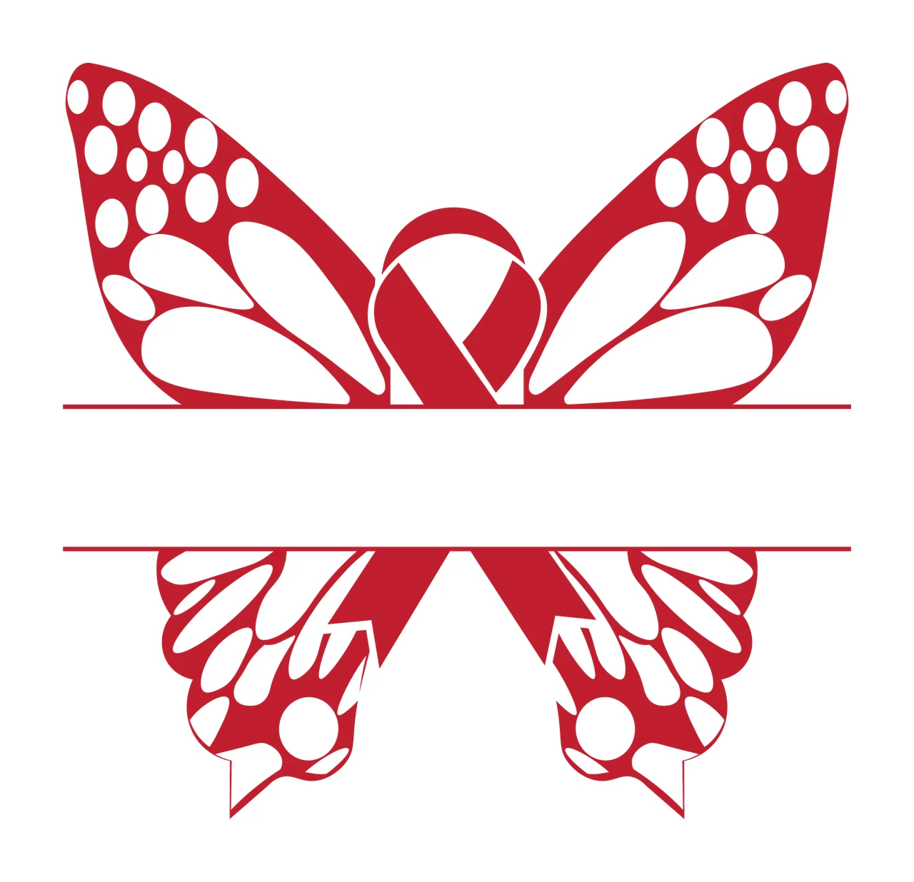 Ribbon Butterfly Awareness Split Name Frame wings silhouette