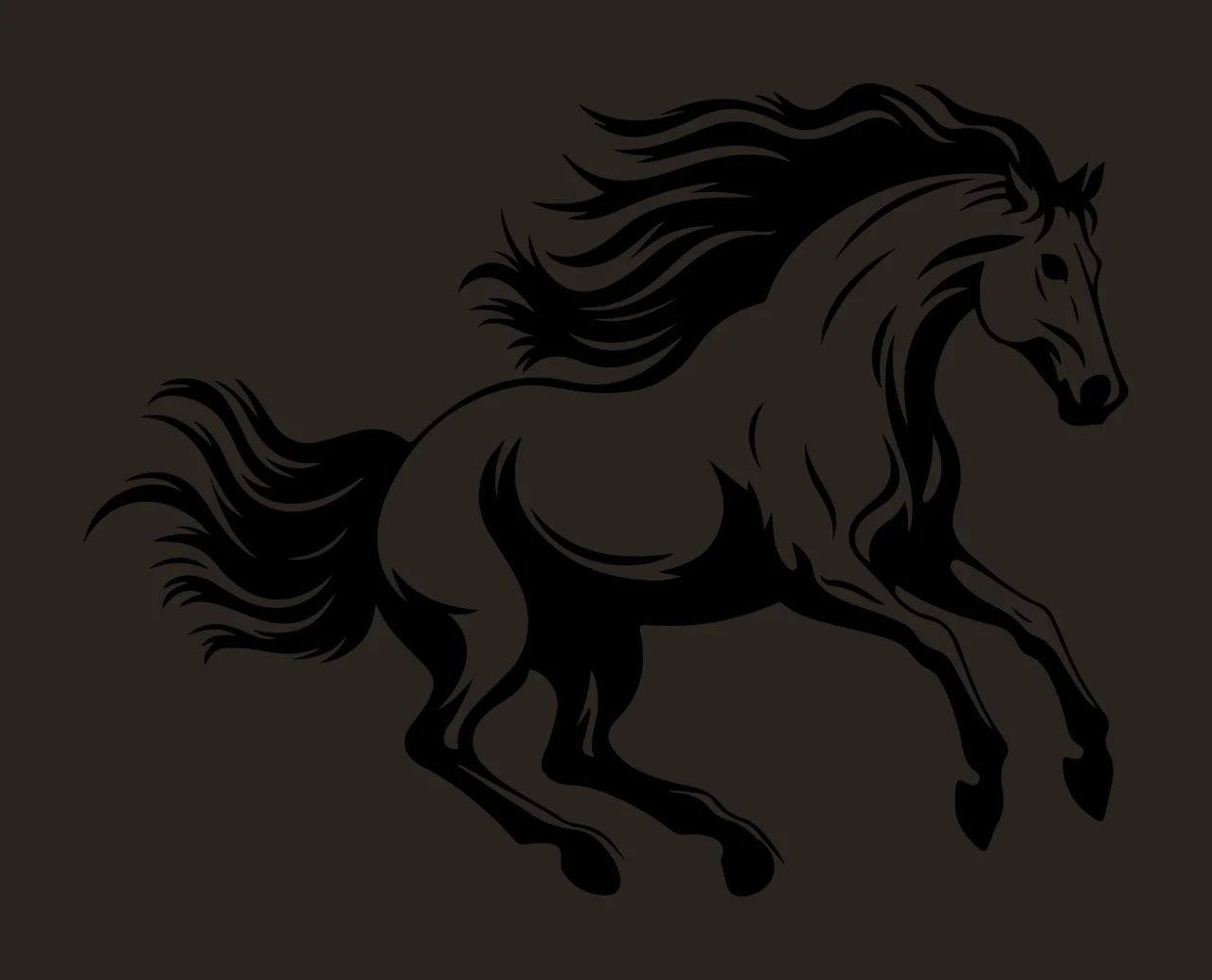 Horse Running With Flowing Mane tail hooves graphic illustration contrast preview thumbnail