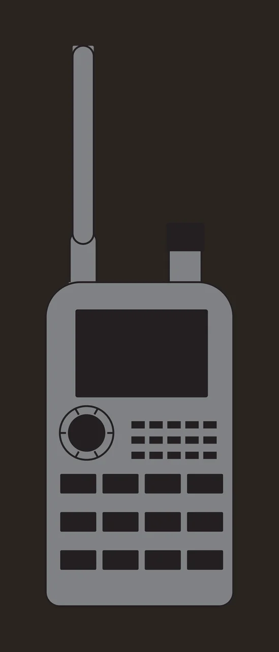 Black Silhouette Of A Handheld Two Way Radio antenna knob white contrast preview thumbnail