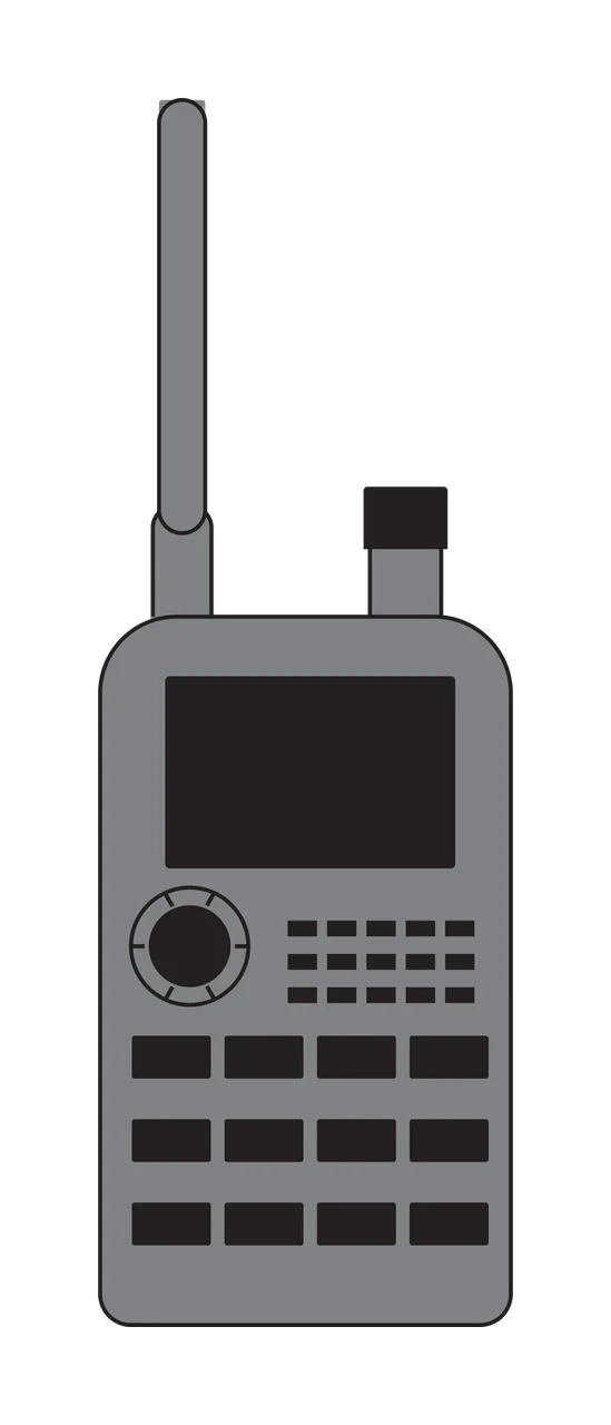 Black Silhouette Of A Handheld Two Way Radio antenna knob white