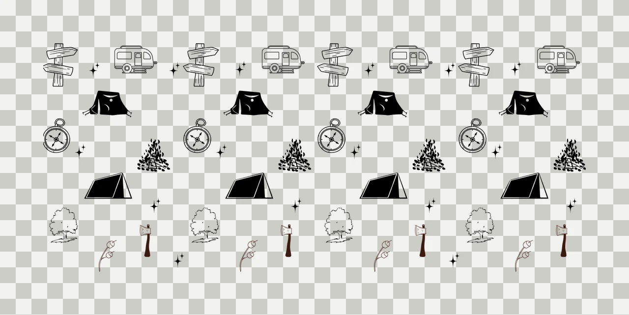 Can Glass Wrap Camping Element Pattern Collection gear tent transparency and detail preview thumbnail