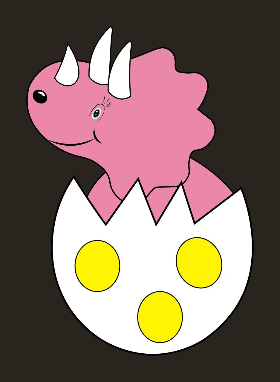 Dinosaur Black Silhouette Of A Hatching spikes egg shell head contrast preview thumbnail