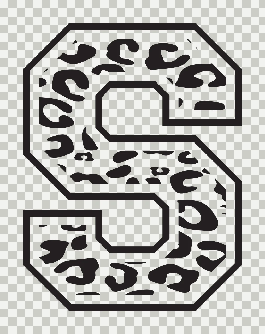 Can Glass Wrap Letter S Patterning With Leopard transparency and detail preview thumbnail
