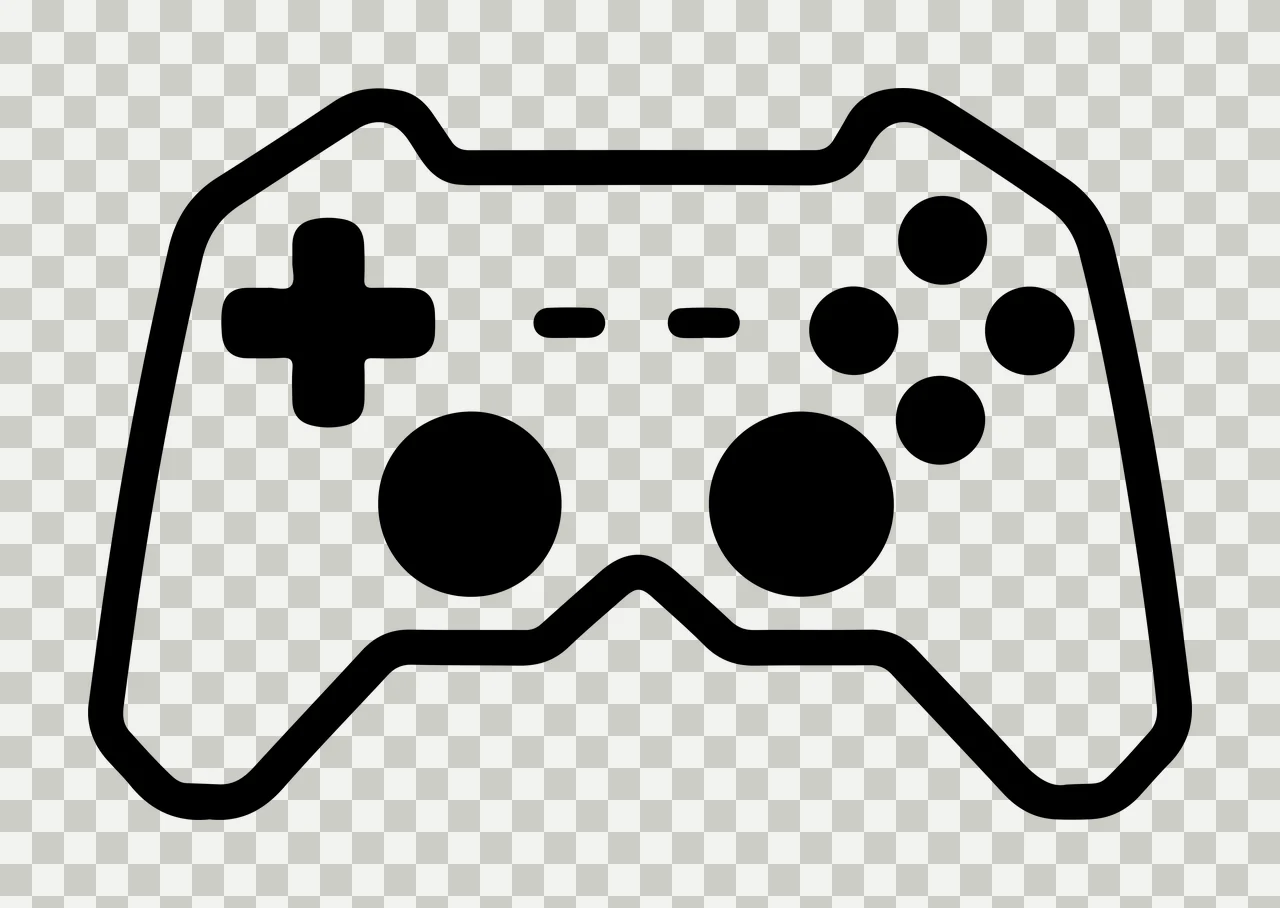 Minimalist Black Outline Icon Of A Classic Handheld gaming controller transparency and detail preview thumbnail