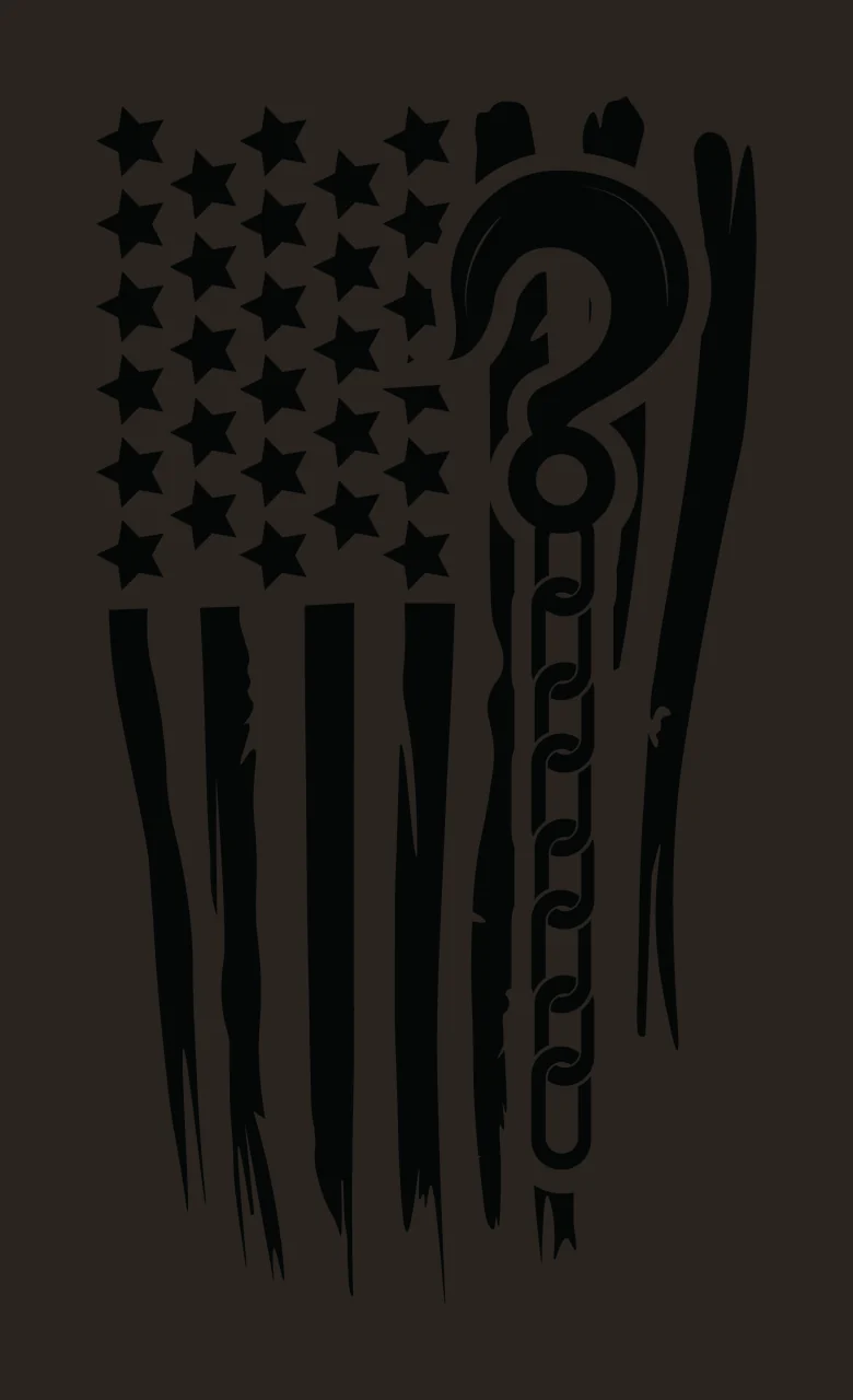 Flag Hook And Chain American hanging silhouette black white contrast preview thumbnail