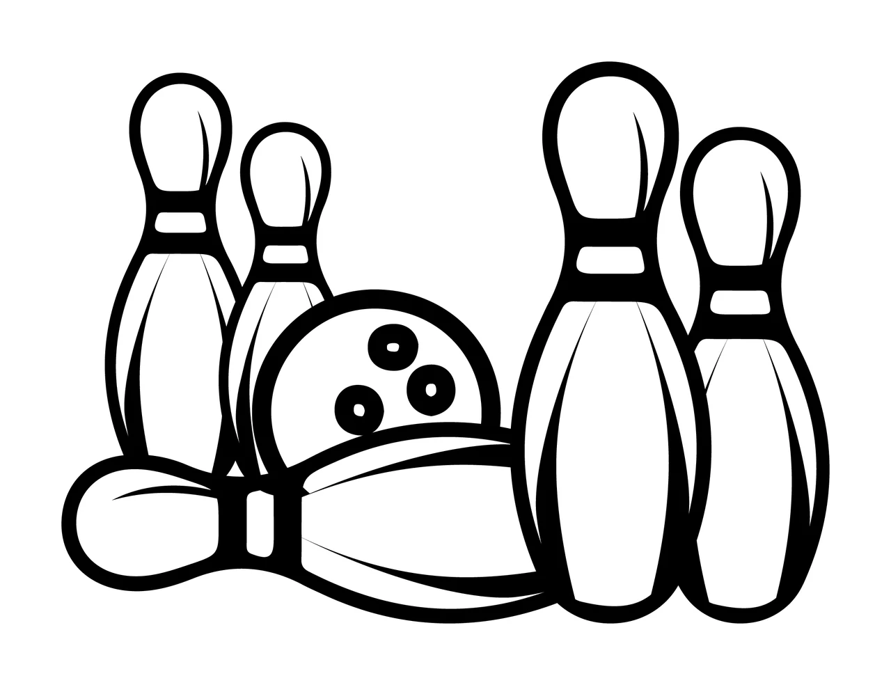 Bowling Pins With Ball And Pin
