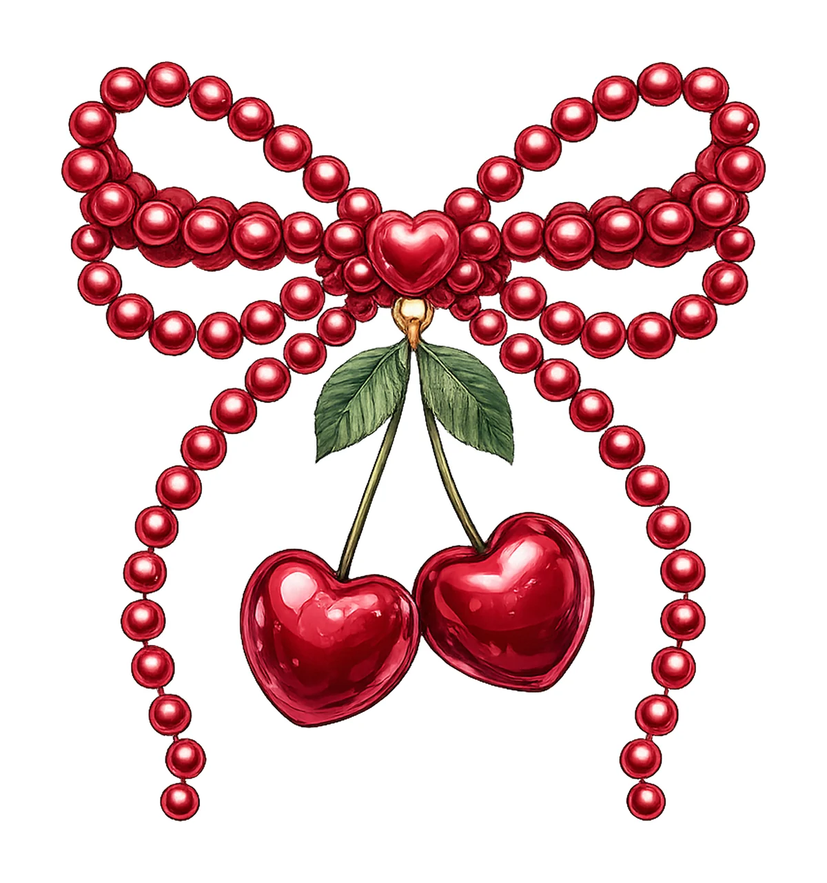 Cherry Coquette Pearl Bow Summer Fruit Sublimation Preppy