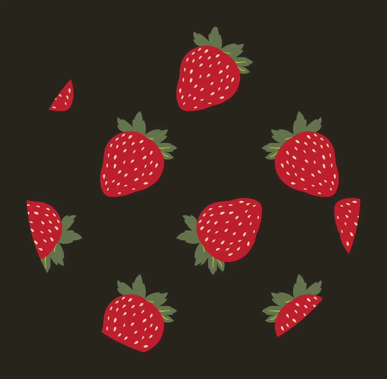 Keychain Circular Strawberry Outline Repeating Pattern Strawberries contrast preview thumbnail