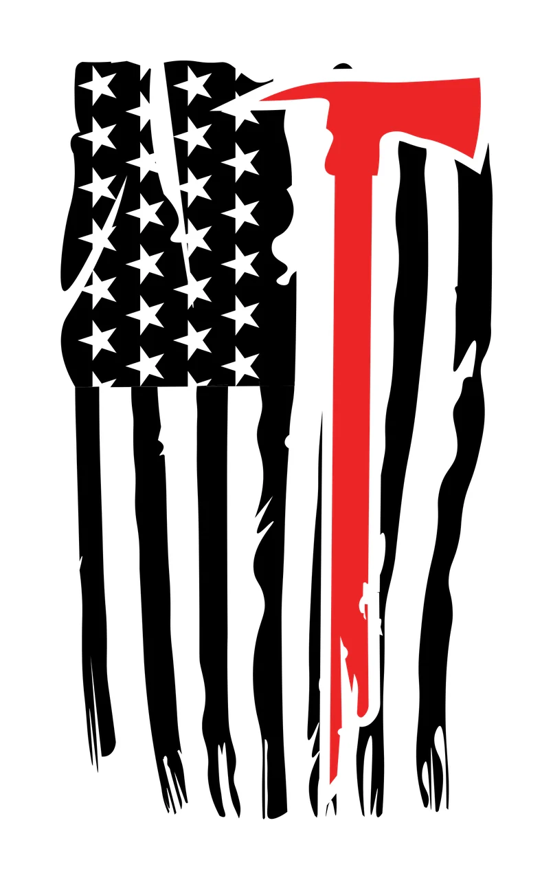 Flag American With Axe Graphic stripes stars silhouette black
