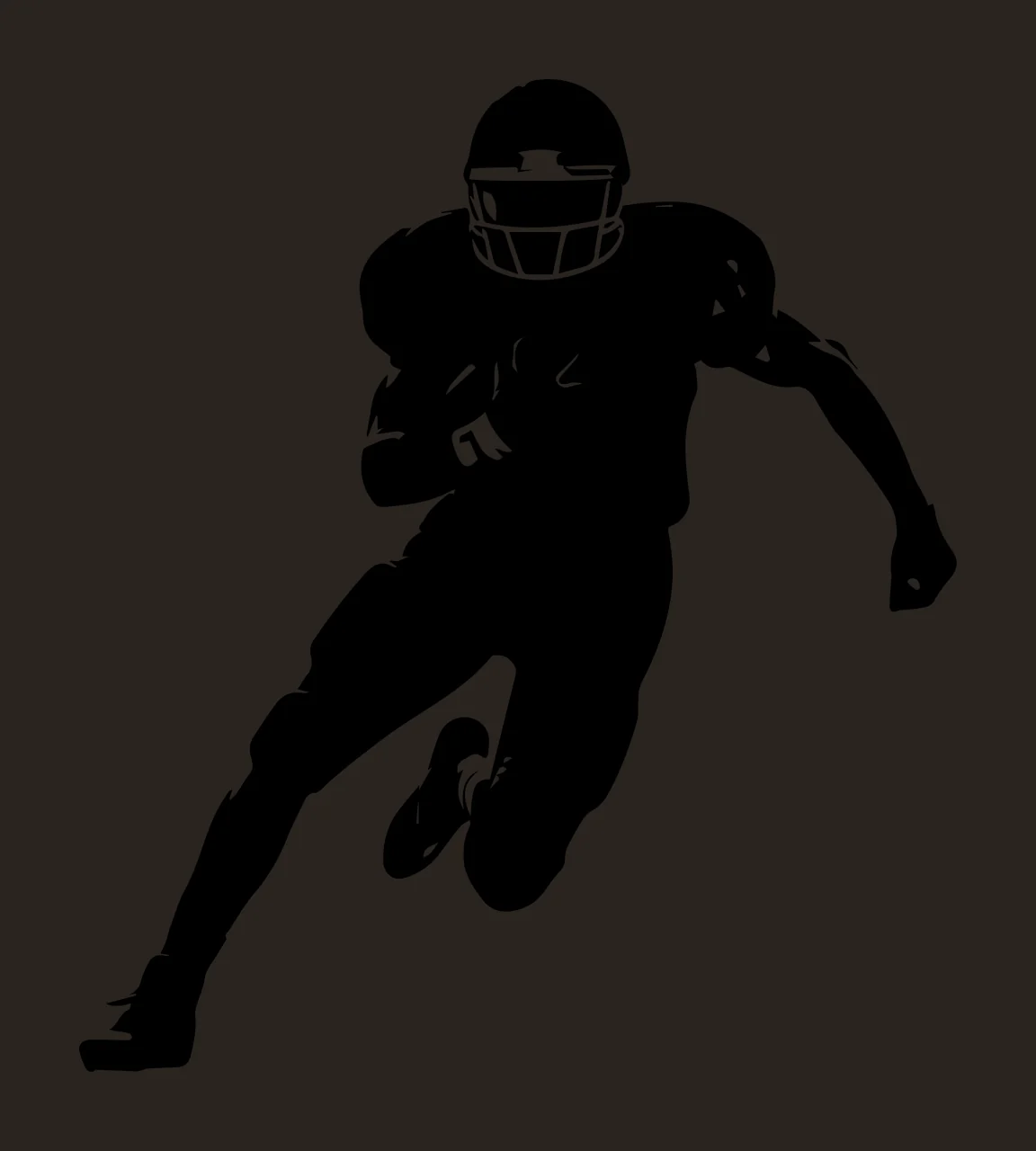Football Player Silhouette Running Forward With Ball helmet contrast preview thumbnail