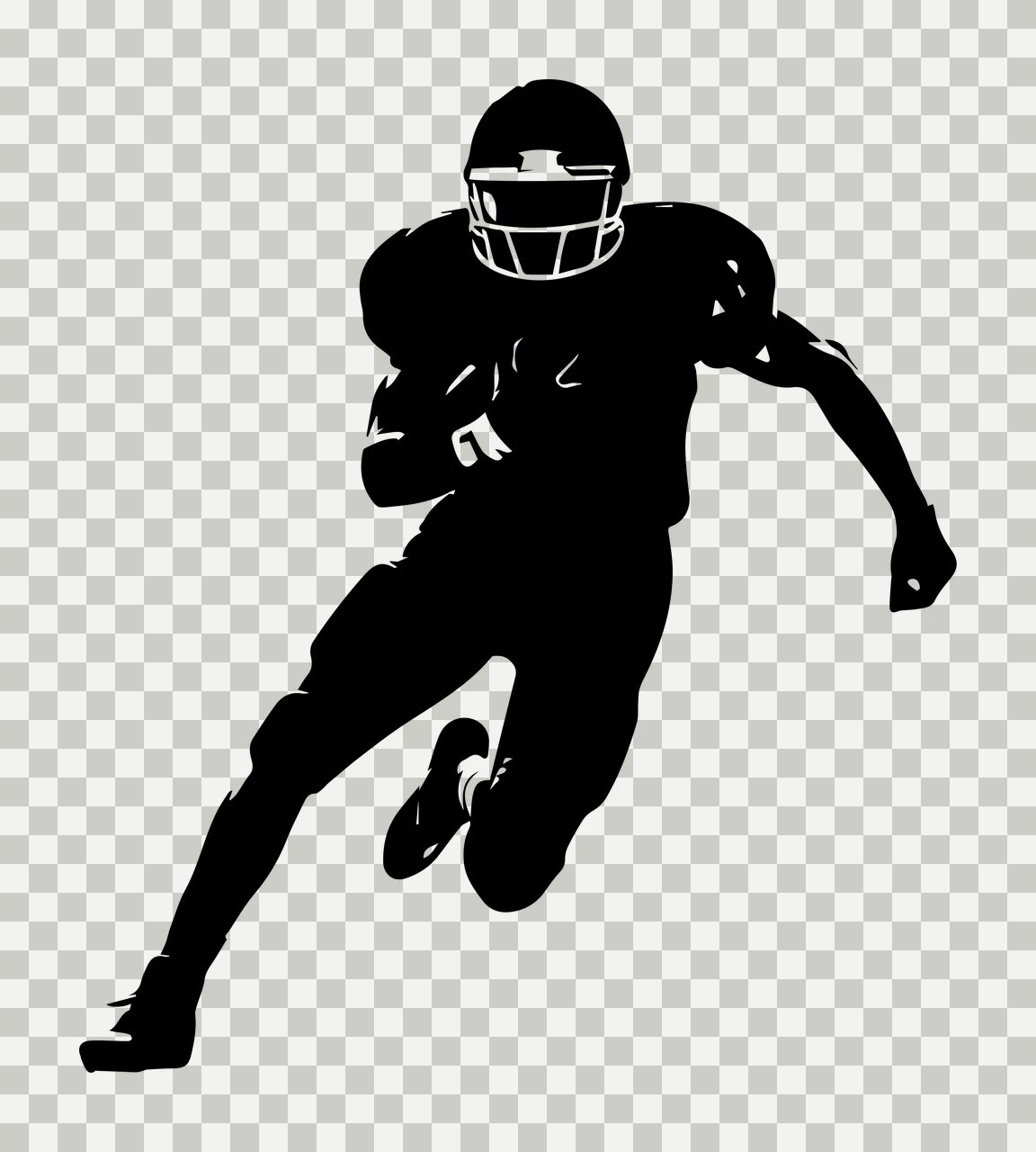 Football Player Silhouette Running Forward With Ball helmet transparency and detail preview thumbnail