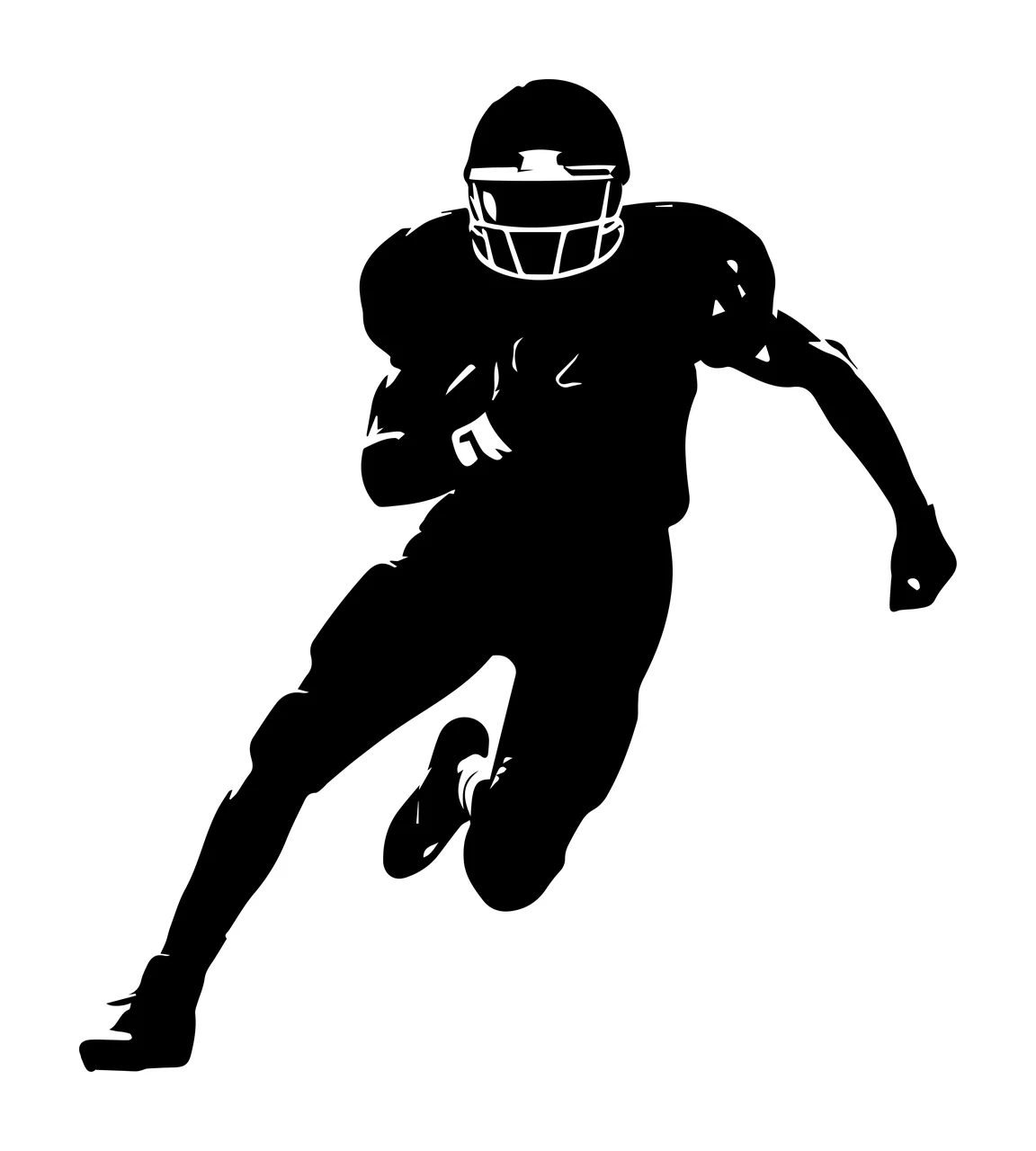 Football Player Silhouette Running Forward With Ball helmet