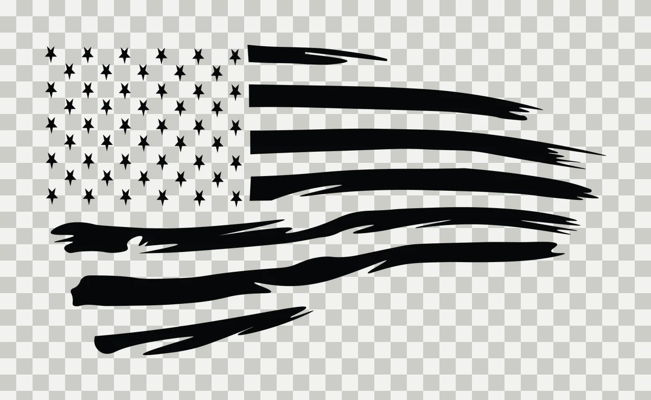 Flag Stars Waving Silhouette With Distressed Stripes brush strokes transparency and detail preview thumbnail