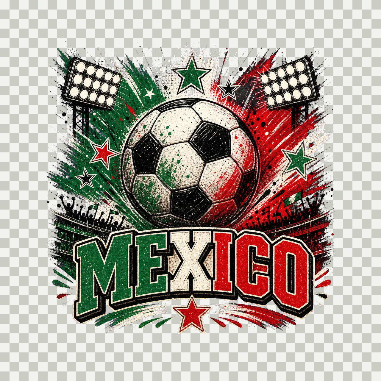 Mexico Soccer Retro Fan sublimation instant Variation C transparency and detail preview thumbnail
