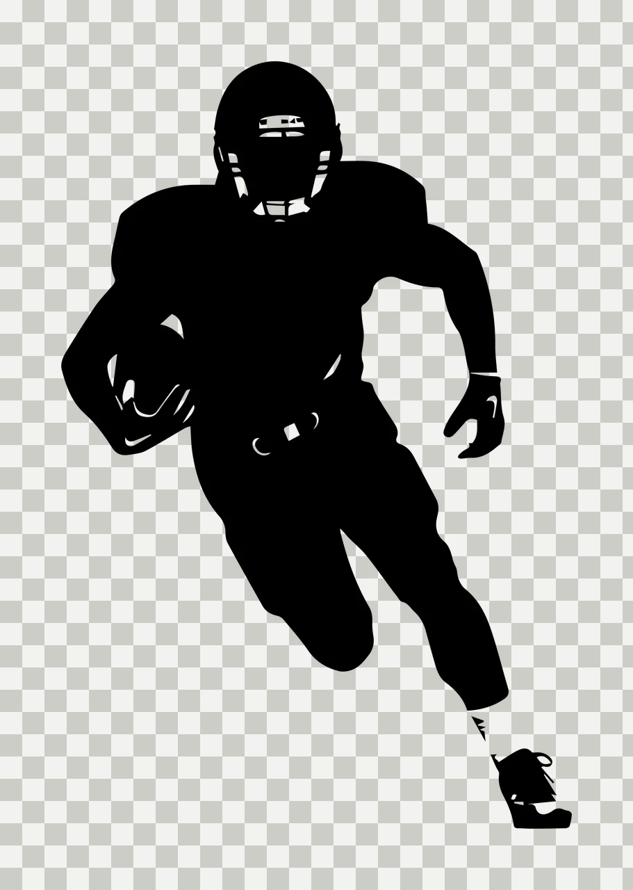 Football Player Black Silhouette Of A Running Right helmet transparency and detail preview thumbnail
