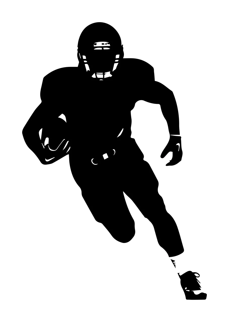 Football Player Black Silhouette Of A Running Right helmet