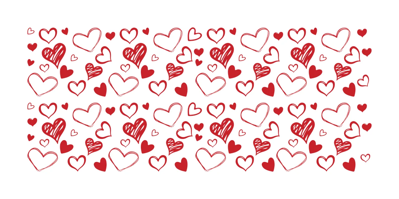 Hearts Can Glass Wrap Doodle Heart Pattern Black white drawing