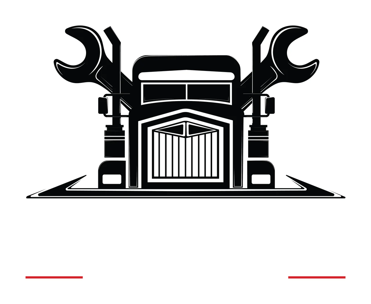 Truck Front With Crossed Wrenches and wrench road black white