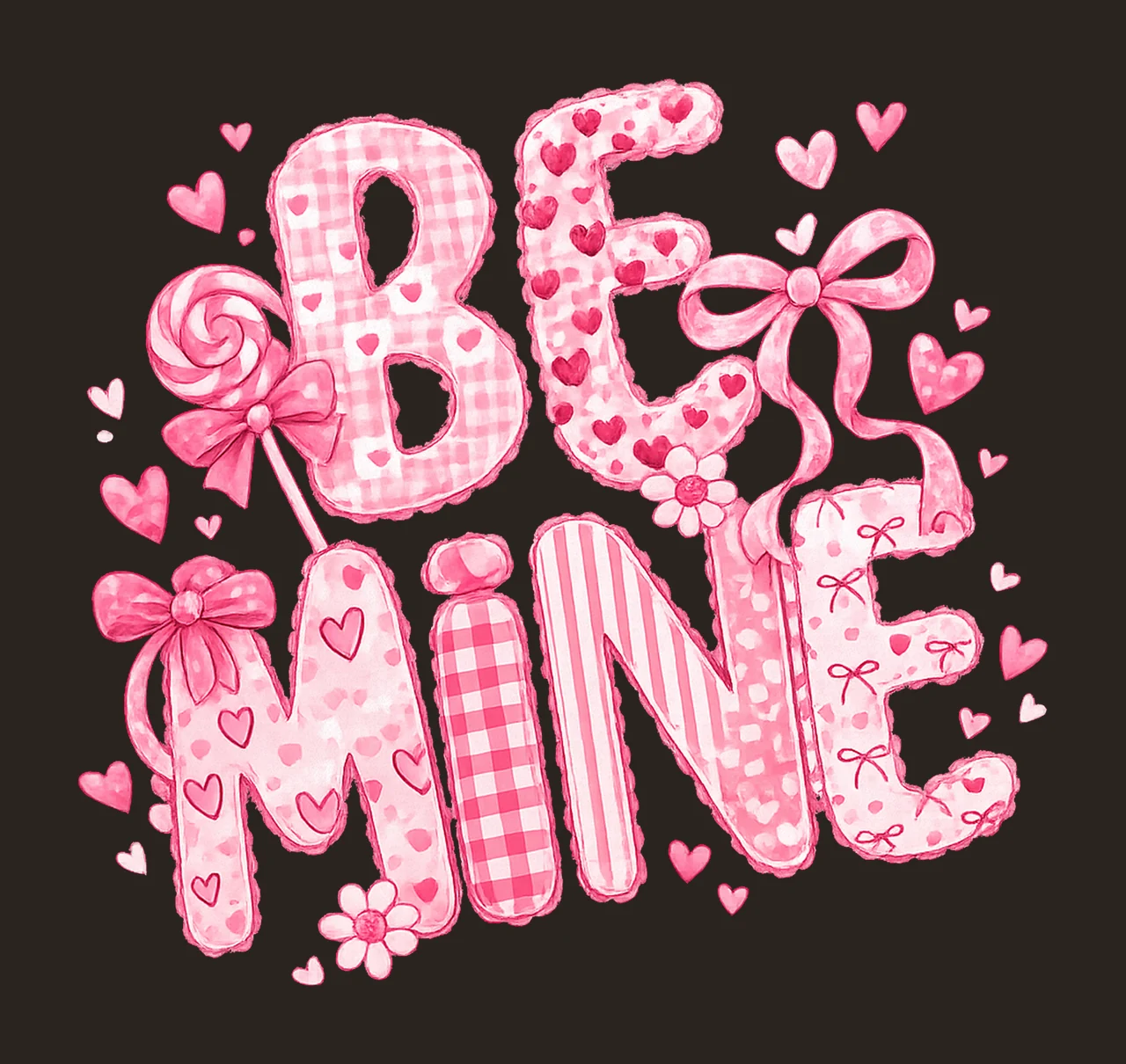 Pink Lace Be Mine Coquette Preppy Valentine Design Cherry contrast preview thumbnail