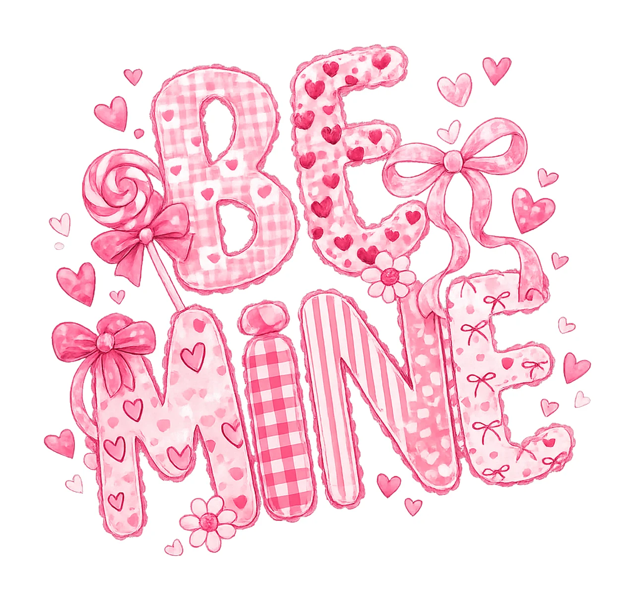Pink Lace Be Mine Coquette Preppy Valentine Design Cherry