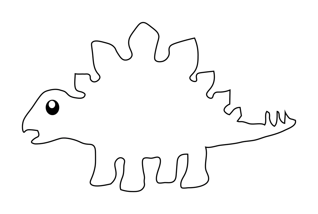 Dinosaur Stegosaurus Line Art Silhouette plates black outline