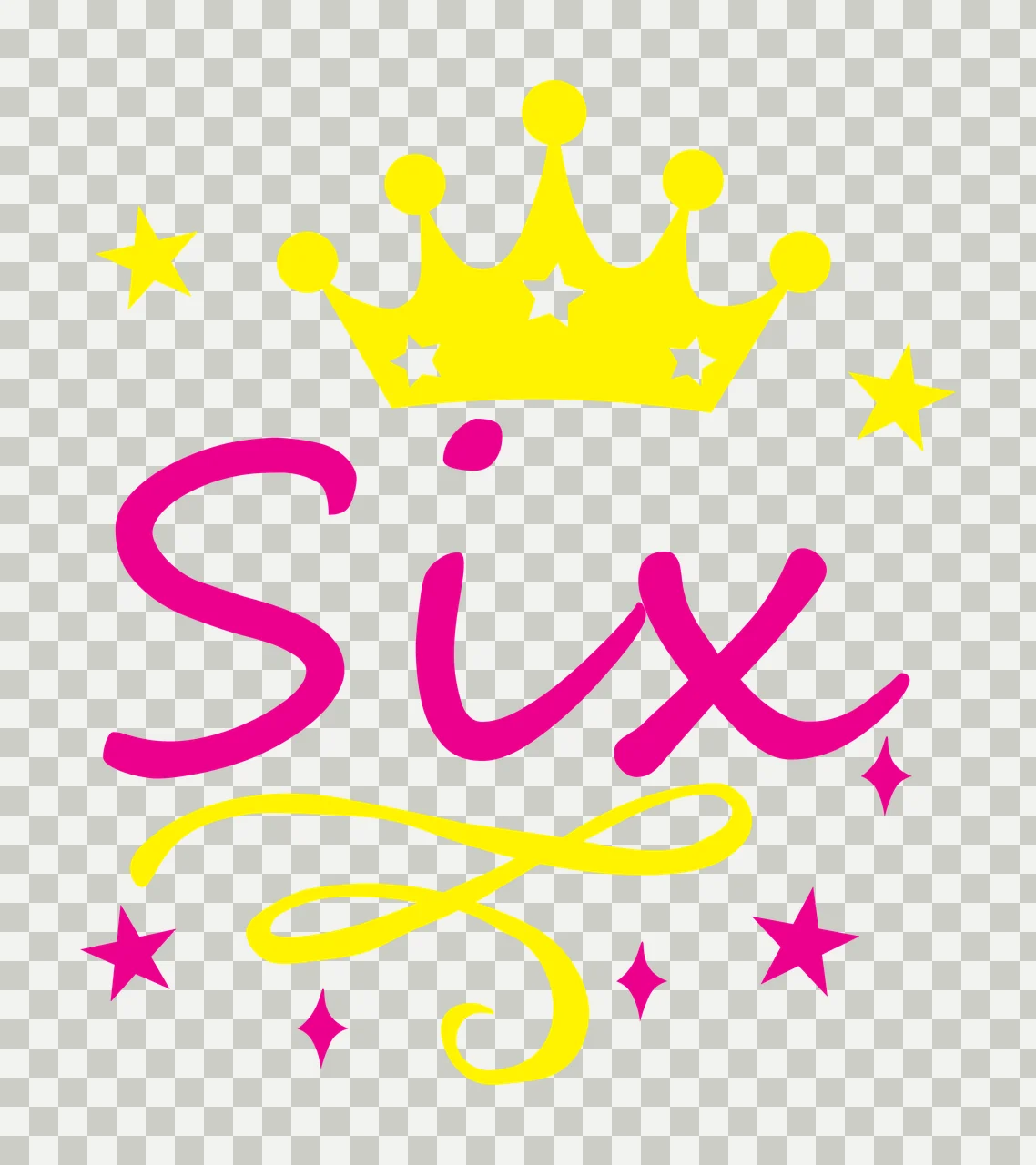 Birthday Sixth Graphic Featuring A Crown And Twinkling number transparency and detail preview thumbnail
