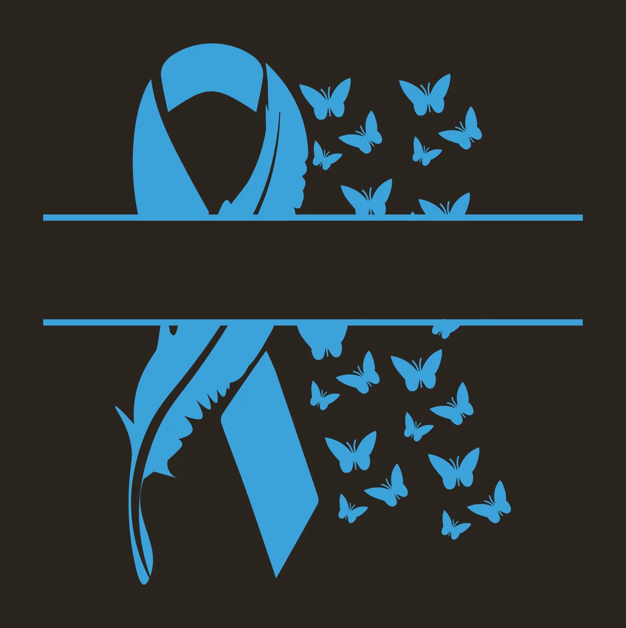 Ribbon With Feather And Butterflies Silhouette forming a shape contrast preview thumbnail