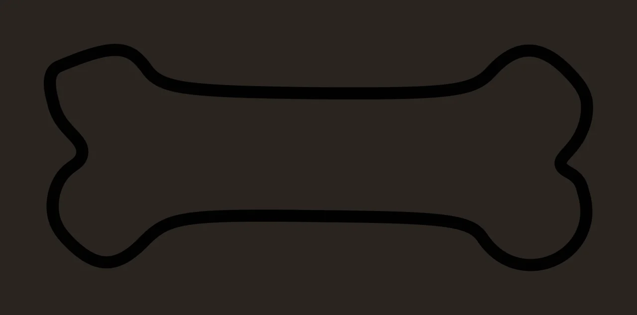Line Art Illustration of Bone shape with black bone outline in white contrast preview thumbnail