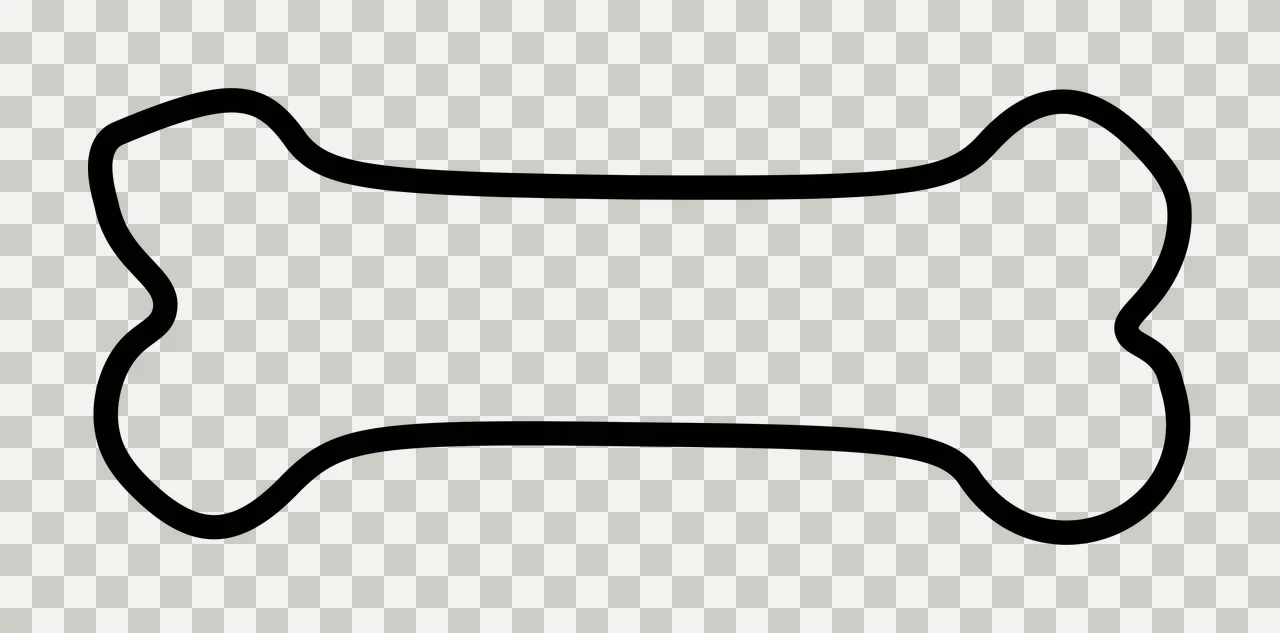 Line Art Illustration of Bone shape with black bone outline in white transparency and detail preview thumbnail