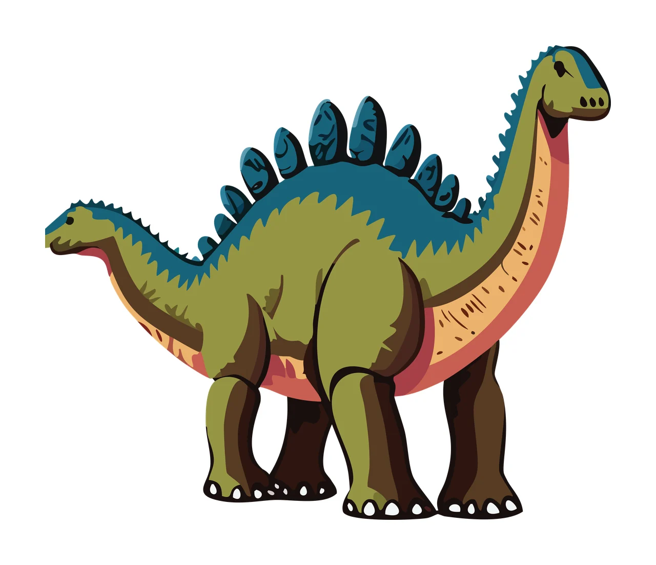 Dinosaur Black Outline Stegosaurus Standing Illustration spines