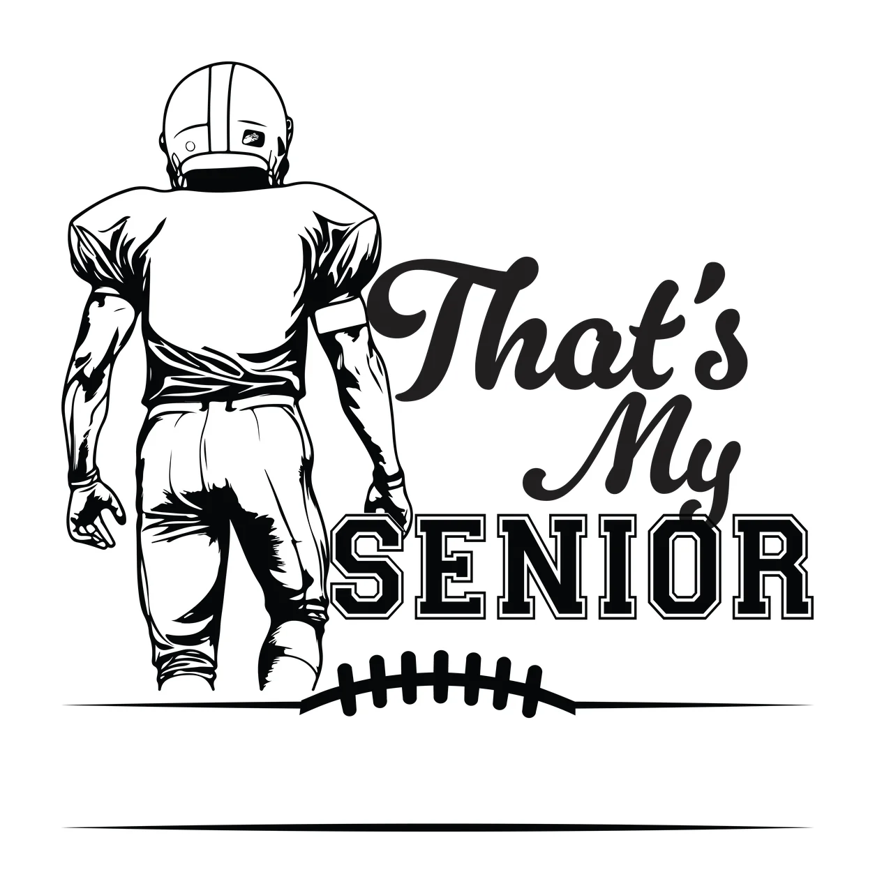 Football Player Art standing helmet lines line drawing black