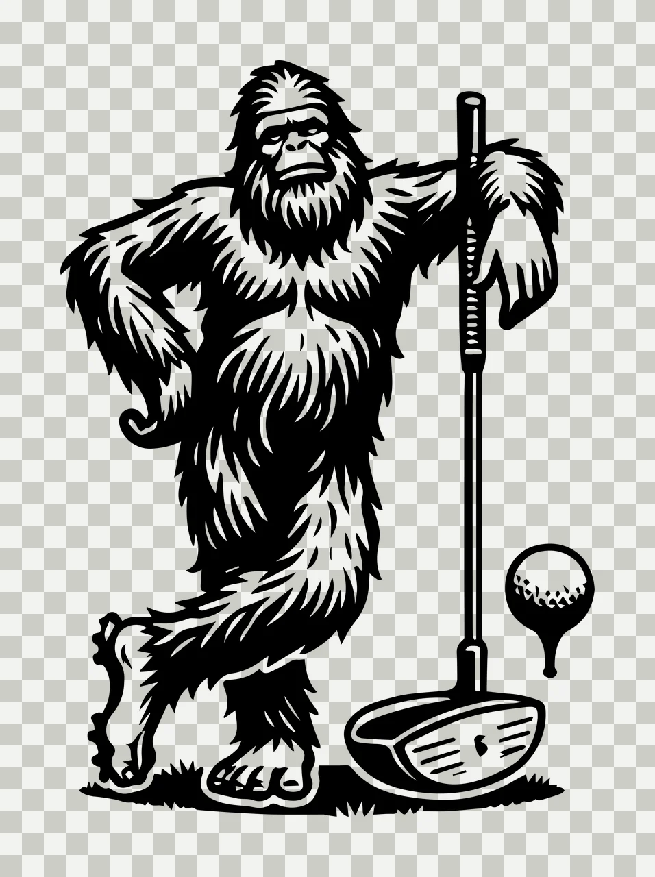 Golf Standing Creature Leaning On Club ball black white outdoors transparency and detail preview thumbnail