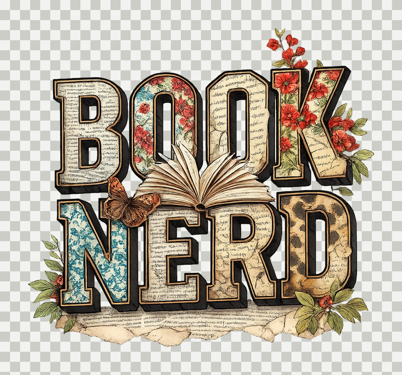 Book Nerd Retro Bookish Trendy Design Book Lover Sublimation transparency and detail preview thumbnail