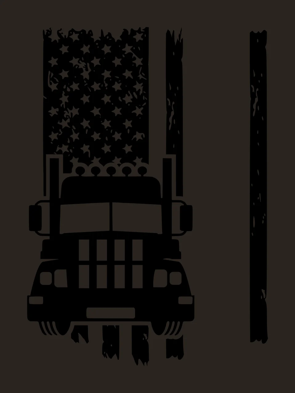 Truck Black Silhouette With Flag Stripes stationary stars white contrast preview thumbnail