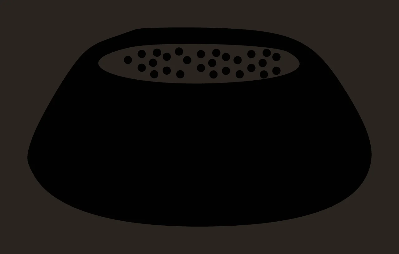 Black bowl with white oval interior containing scattered black dots Illustration contrast preview thumbnail