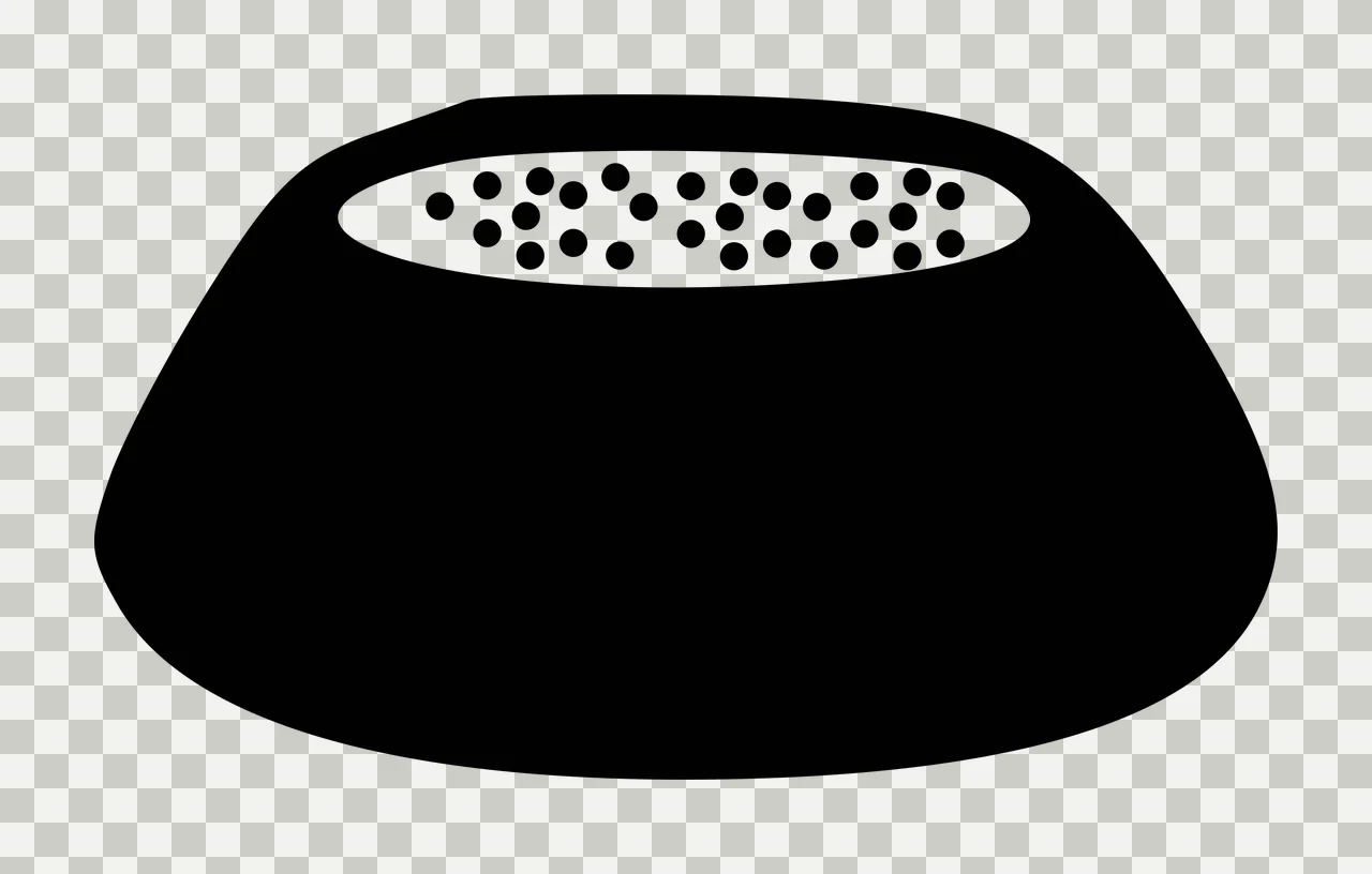 Black bowl with white oval interior containing scattered black dots Illustration transparency and detail preview thumbnail