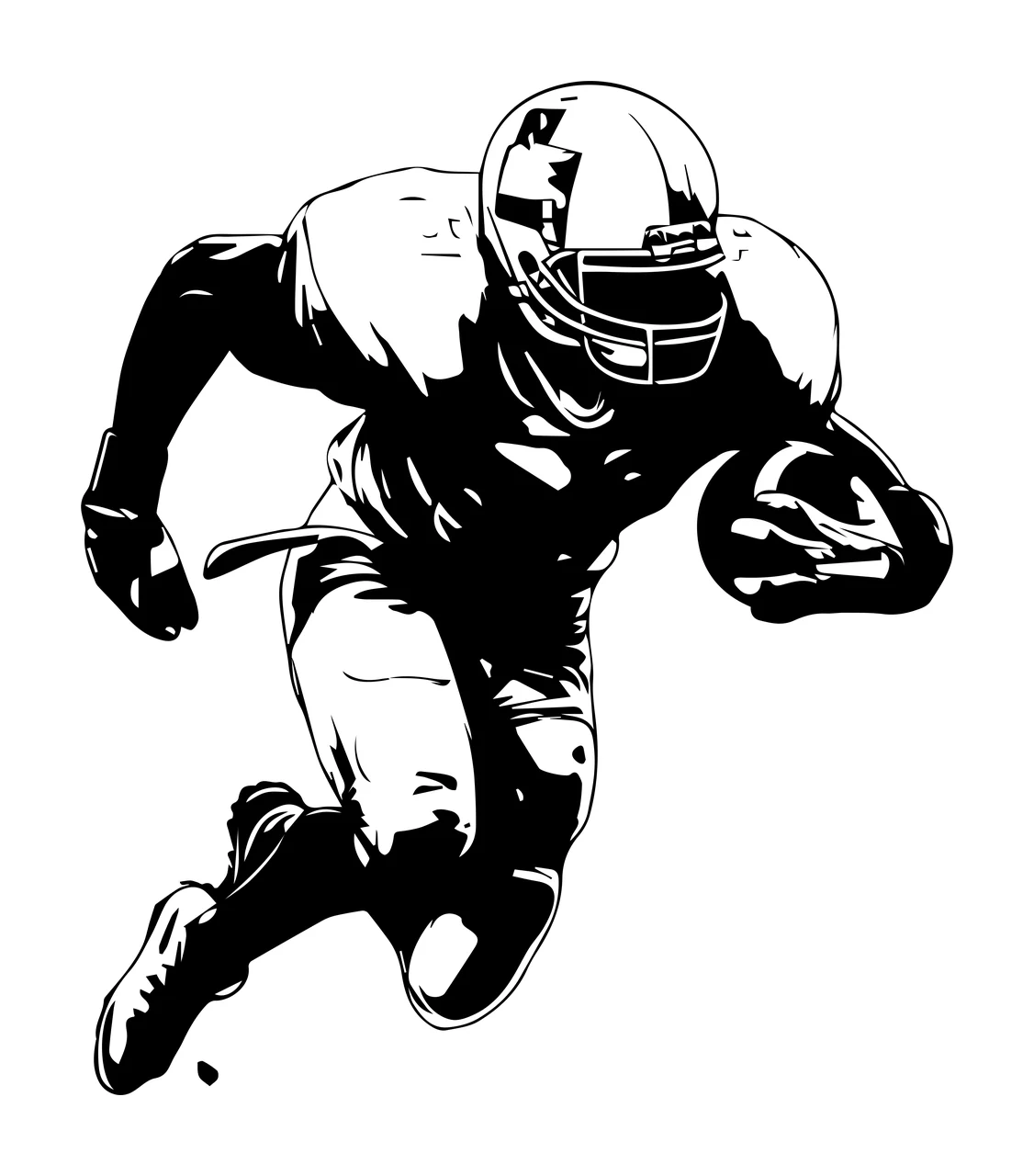 Football Player Running Holding Ball Silhouette helmet uniform
